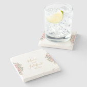 Dessous-de-verre En Pierre Aquarelle Pastel Floral Mariage (Côté)