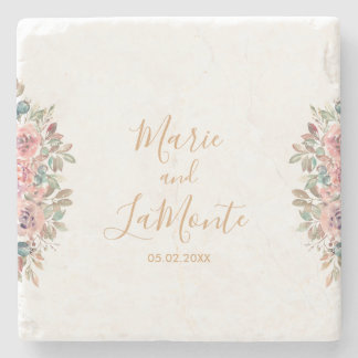Dessous-de-verre En Pierre Aquarelle Pastel Floral Mariage
