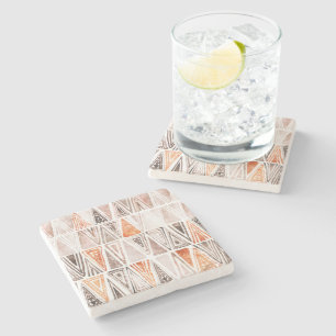 Dessous-de-verre En Pierre Aquarelle Pastel Terracotta Triangles Tribales