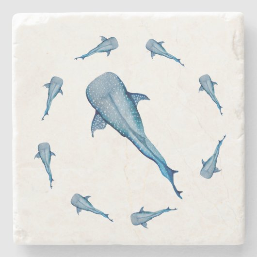 Dessous-de-verre En Pierre Aquarelle requin (Devant)