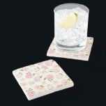 Dessous-de-verre En Pierre Aquarelle romantique Peonies blanches Motif floral<br><div class="desc">Dessous de verre élégant et romantique avec des pivoines roses,  des roses et des accents floraux. Ce dessous de verre à motifs floraux sera un accent parfait.</div>