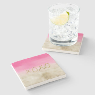 Dessous-de-verre En Pierre Aquarelle rose Glam or Tie Dye XOXO Parties scinti