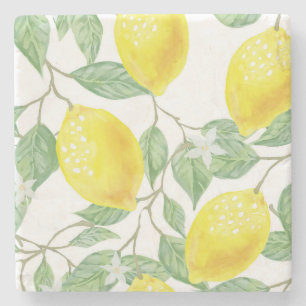 Dessous-de-verre En Pierre Aquarelle tendance citron florale