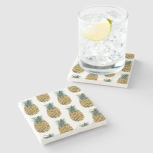 Dessous-de-verre En Pierre Aquarelle tropicale ananas Motif sans couture