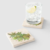 Dessous-de-verre En Pierre Aquarelle verte Ivy Nature (Côté)