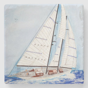 Dessous-de-verre En Pierre aquarelle voilier