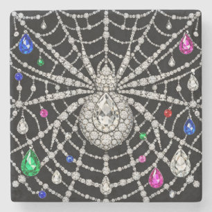 Dessous-de-verre En Pierre Araignée glamour design diamant orné de bijoux