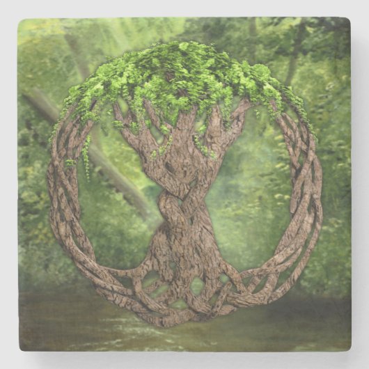 Dessous-de-verre En Pierre Arbre de la vie celtique (Devant)