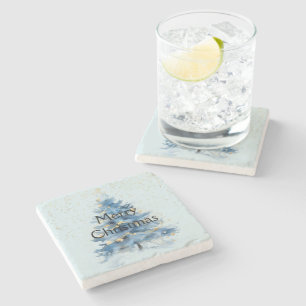 Dessous-de-verre En Pierre Arbre de Noël bleu Confetti en or