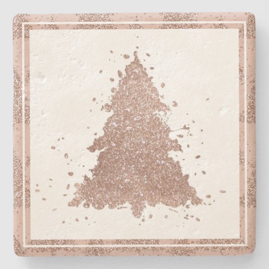 Dessous-de-verre En Pierre Arbre de Noël | Glam Rose Gold Luxurious (Devant)