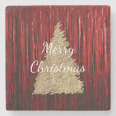 Dessous-de-verre En Pierre Arbre de Noël Rouge Tinsel (Devant)