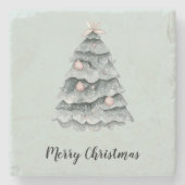 Dessous-de-verre En Pierre Arbre de Noël vert rose pâle (Devant)