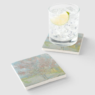 Dessous-de-verre En Pierre Arbre de pêche à fleurs