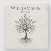 Dessous-de-verre En Pierre Arbre de Vie Monogramme Rustique (Devant)