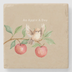 Dessous-de-verre En Pierre Arbre pommier oiseau sur branche