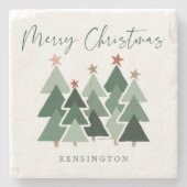Dessous-de-verre En Pierre Arbres de Noël modernes (Devant)