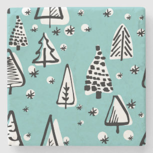 Dessous-de-verre En Pierre Arbres de Noël scandinaves : graphismes vintages.