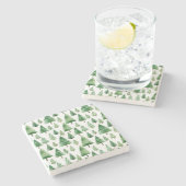 Dessous-de-verre En Pierre Arbres de Noël verts (Côté)