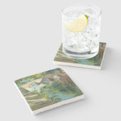 Dessous-de-verre En Pierre Arbres réfléchis sur les eaux d'un canal (Côté)