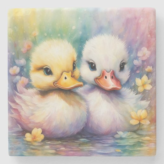 Dessous-de-verre En Pierre Arc-en-ciel Canard 2 (Devant)