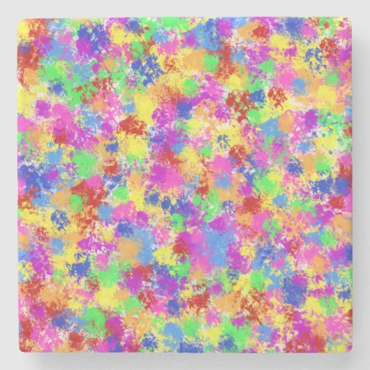 Dessous-de-verre En Pierre Arc-en-ciel de peinture d'éclaboussure d'arrière - (Devant)