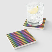 Dessous-de-verre En Pierre Arc-en-ciel et rayures noires (Côté)