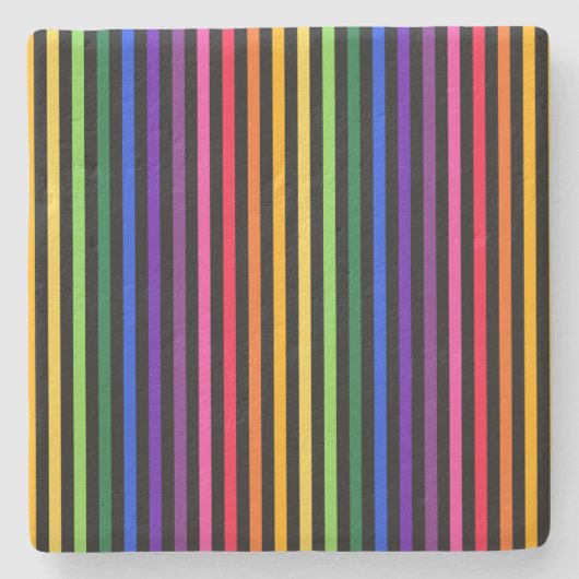 Dessous-de-verre En Pierre Arc-en-ciel et rayures noires (Devant)
