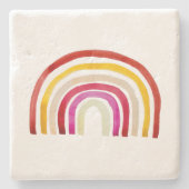 Dessous-de-verre En Pierre Arc-en-ciel rétro jolie aquarelle (Devant)