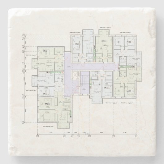Dessous-de-verre En Pierre Architectural Blueprint Stone Coaster (Devant)