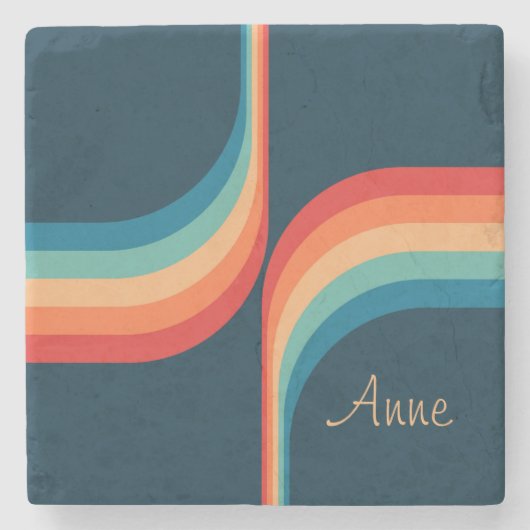 Dessous-de-verre En Pierre Arcs colorés de style rétro (Devant)