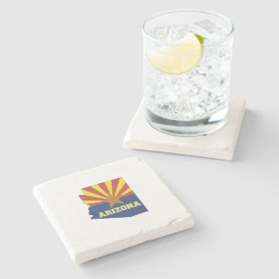 Dessous-de-verre En Pierre Arizona Formé drapeau État Arizonan Sun Burst