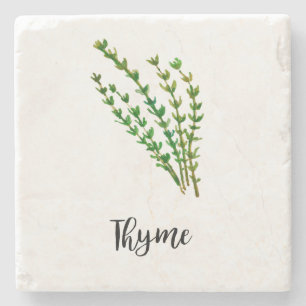 Dessous-de-verre En Pierre Arôme d'aquarelle de thym Peinture Word Art