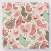 Dessous-de-verre En Pierre arrière - plan avec les oiseaux mignons (Devant)