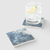 Dessous-de-verre En Pierre Arrière - plan bleu abstrait d'aquarelle (Côté)