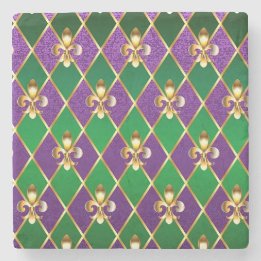 Dessous-de-verre En Pierre Arrière - plan de bijoux Mardi Gras (Devant)