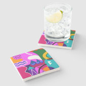 Dessous-de-verre En Pierre Arrière - plan de formes géométriques Abstraites c (Côté)