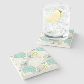 Dessous-de-verre En Pierre arrière - plan floral (Côté)