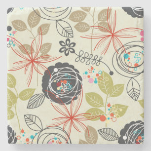 Dessous-de-verre En Pierre Arrière - plan floral 2