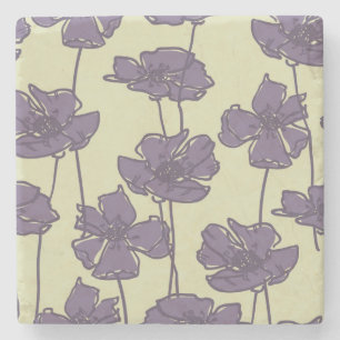 Dessous-de-verre En Pierre Arrière - plan floral vintage de motif d'art