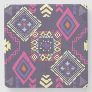 Dessous-de-verre En Pierre Arrière - plan géométrique tribal, primitif.