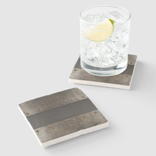 Dessous-de-verre En Pierre Arrière - plan grunge en métal (Côté)