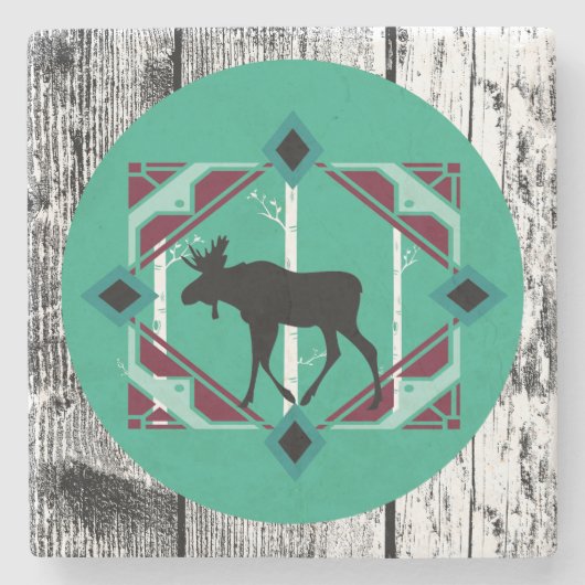 Dessous-de-verre En Pierre Arrière - plan MOOSE RUSTIQUE (Devant)