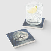 Dessous-de-verre En Pierre arrière - plan Paysage 3D Avec Lune Sur La Mer (Côté)