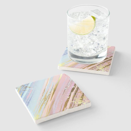 Dessous-de-verre En Pierre Arrière - plan rose texturé (Côté)