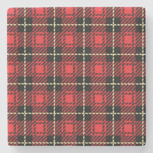 Dessous-de-verre En Pierre Arrière - plan rouge de plaid