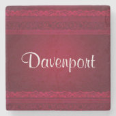 Dessous-de-verre En Pierre Arrière - plan rouge élégant et élégant (Devant)