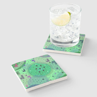 Dessous-de-verre En Pierre Art abstrait : Fruit Kiwi Vert