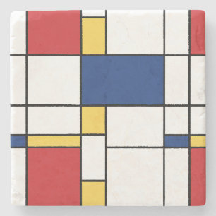 Dessous-de-verre En Pierre Art abstrait minimaliste Mondrian Couleurs primair