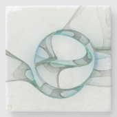 Dessous-de-verre En Pierre Art Abstrait moderne Fractal Bleu Turquoise Gris (Devant)