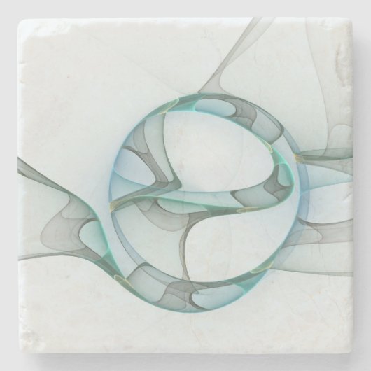 Dessous-de-verre En Pierre Art Abstrait moderne Fractal Bleu Turquoise Gris (Devant)